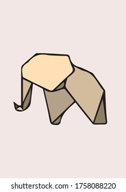 Elephant Origami, Vector logo template - Vector