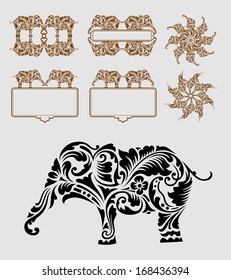 Elephant Ornament Decoration Element. Good use for tattoo, label, certificate, design element, or any design you want. Nice, clean and smooth decorative vector. Easy to use, edit, or change color