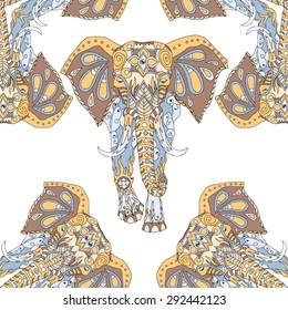 Elephant ornament seamless texture pattern vector illustration