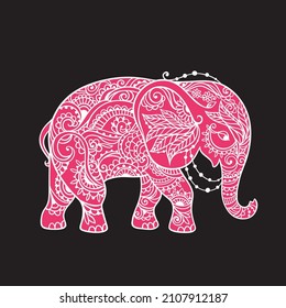 Arte ornamentado elefante, animal de ilustración vectorial. Diseño del libro de colores, zenart dibujado a mano con elefante ornamental. Tribal, Boho, India, hippie, estilos bohemios