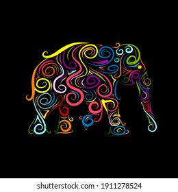 Elephant ornate, sketch for your design. Vector illustration