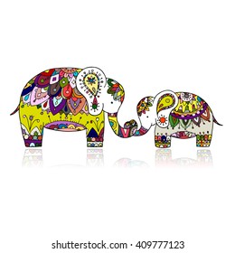 Elephant ornate, sketch for your design