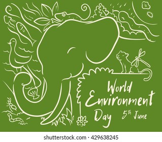 Elephant and other animals in-line style to celebrate World Environmental Day.