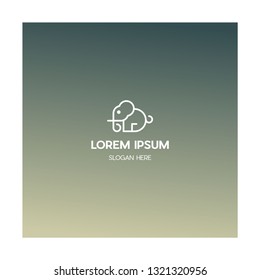 Elephant Outline Branding Vector Logo