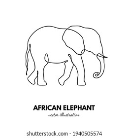 Esquema del elefante. Línea única continua. Contorsión animal. Logo lineal