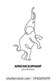 Elefante Umrisse. Kontinuierliche Einzelleitung. Tierkontur. Lineares Logo