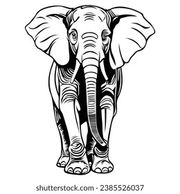 elephant outline drawing using a vector format