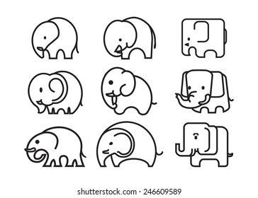 Elephant outline funny vector logo