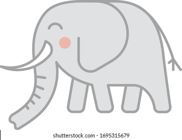 Elephant outline illustration on transparent background