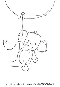An elephant outline illustration vector image. Hand drawn an elephant sketch image artwork. Simple original logo icon from pen drawing sketch.