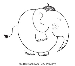 Elephant outline illustration vector image. 
Hand drawn elephant image artwork. 
Simple cute original logo of a monochrome elephant.
Hand drawn vector illustration for posters, cards, t-shirts.