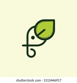Elephant Outline Leaf Creative Icon Modern Logo