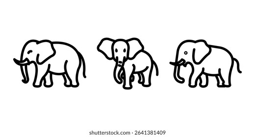 elephant outline or line icon design bundle.