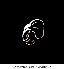 Elephant outline logo in the dark background, simple and unique vector illustration