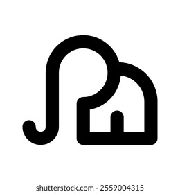 Elephant outline logo icon. Simple icon of elephant. Elephant outline flat icon. Elephant outline sign. Vector illustration