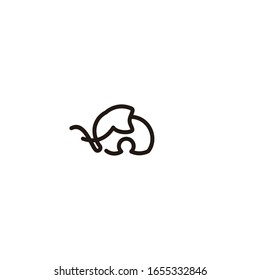 Elephant outline logo, simple vector illustration of the elephant. Elegant one line lucky elephant for children ur business usage. Outlined baby elephant, wildlife or zoo.