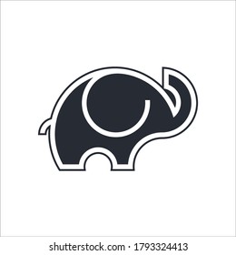 Elephant outline logo, simple vector illustration of the elephant. Elegant one line lucky elephant for children ur business usage. Outlined baby elephant