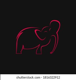 Elephant outline logo, simple vector illustration of the elephant.  baby elephant, wildlife or zoo.eps 10.