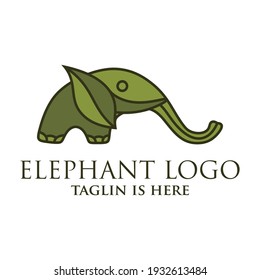 Elephant outline logo, simple vector illustration of the elephant. Elegant one line lucky elephant for children ur business usage. Outlined baby elephant, wildlife or zoo.