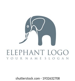 Elephant outline logo, simple vector illustration of the elephant. Elegant one line lucky elephant for children ur business usage. Outlined baby elephant, wildlife or zoo.