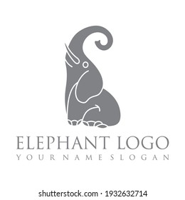 Elephant outline logo, simple vector illustration of the elephant. Elegant one line lucky elephant for children ur business usage. Outlined baby elephant, wildlife or zoo.