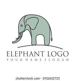 Elephant outline logo, simple vector illustration of the elephant. Elegant one line lucky elephant for children ur business usage. Outlined baby elephant, wildlife or zoo.