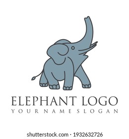 Elephant outline logo, simple vector illustration of the elephant. Elegant one line lucky elephant for children ur business usage. Outlined baby elephant, wildlife or zoo.
