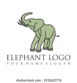 Elephant outline logo, simple vector illustration of the elephant. Elegant one line lucky elephant for children ur business usage. Outlined baby elephant, wildlife or zoo.