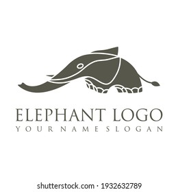 Elephant outline logo, simple vector illustration of the elephant. Elegant one line lucky elephant for children ur business usage. Outlined baby elephant, wildlife or zoo.