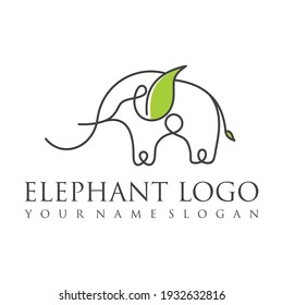 Elephant outline logo, simple vector illustration of the elephant. Elegant one line lucky elephant for children ur business usage. Outlined baby elephant, wildlife or zoo.