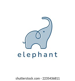 Elephant outline logo, simple vector illustration of the elephant. Wildlife or zoo.
