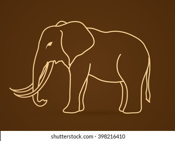 Elephant outline stroke graphic vector.