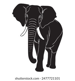 Elephant outline and symbols. Dark level variety basic exquisite white foundation Elephant animal vector and silhouette icon.