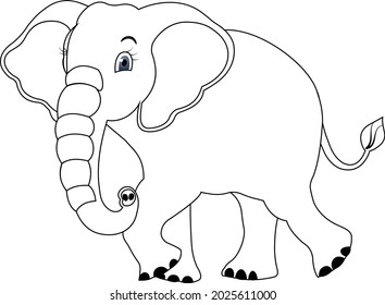 Elephant outline vector art and illustration
