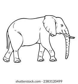 elephant outline vector illustration,isolated on white background,top view