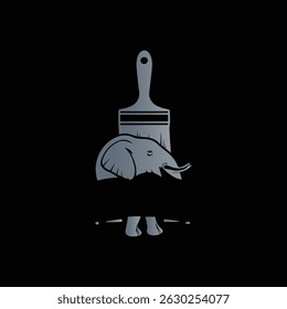 Elefante com Paintbrush logotipo artístico