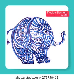 elephant is painted blue handles. Vector illustration 