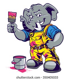 Elephant painter cartoon