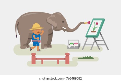 Elephant Painting. Vector illustration