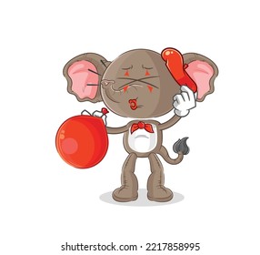 the elephant pantomime blowing balloon. cartoon mascot vector