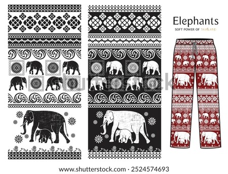 Elephant pants Thai Style, Line Thai, Lanna with pant.