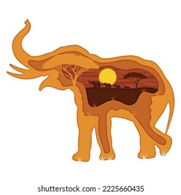 elephant paper art style icon