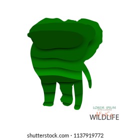 elephant of Paper carve style, World Wildlife Day creative idea concept, animals on the planet, animal shelter, wildlife sanctuary. World Environment Day. Vector illustration of World animal day.