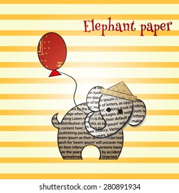 elephant paper children postcard