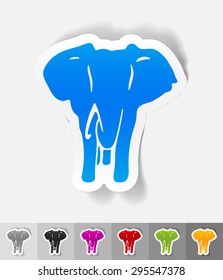 elephant paper sticker with shadow. Vector illustration