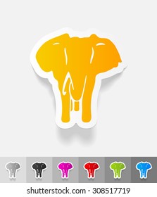 elephant paper sticker with shadow. Vector illustration