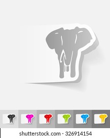 elephant paper sticker with shadow. Vector illustration