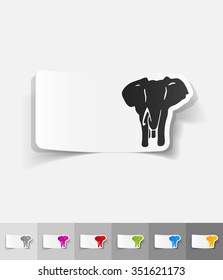 elephant paper sticker with shadow. Vector illustration