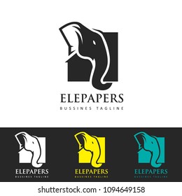 Elephant Papers Logo Design.
Vector Template.