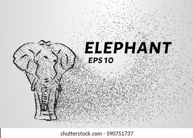 The elephant of the particle. The elephant consists of circles and points. Vector illustration.